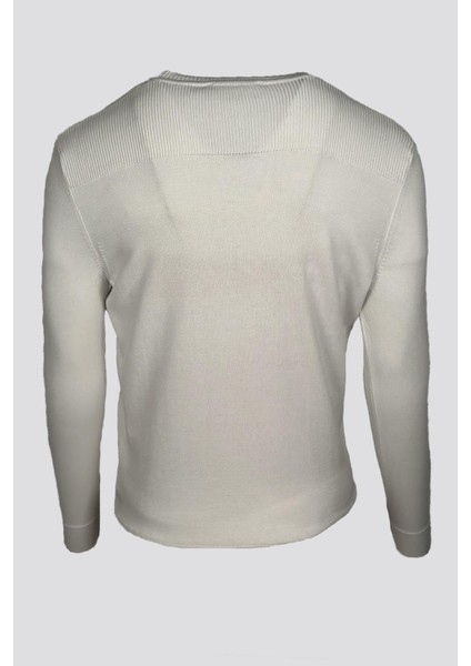 Erkek Triko Bisiklet Yaka Cep Detaylı Beyaz 3753 fırsatları