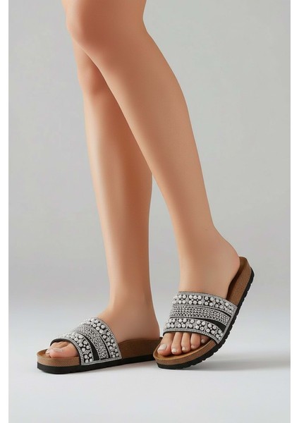 2232-PIEN Anatomik Mantar Tabanlı Boncuklu Kadın Terlik - NKT02232-GRI-38 modelleri