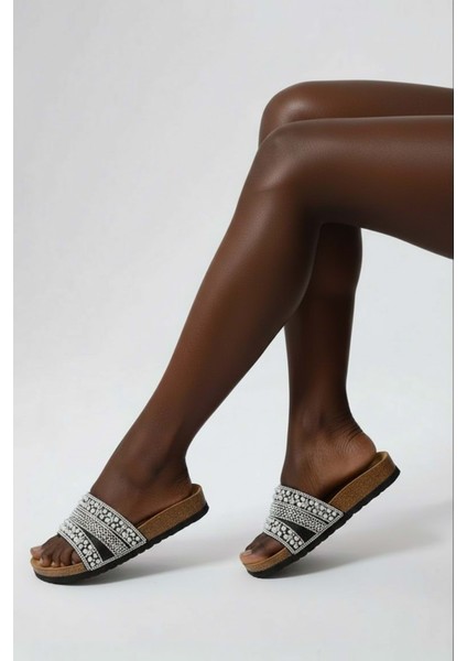 2232-PIEN Anatomik Mantar Tabanlı Boncuklu Kadın Terlik - NKT02232-GRI-38 indirimleri