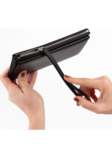 Kadın Vegan Suni Ithal Deri Bilek Askılı Cüzdan – Fermuarlı & Kartlıklı Portföy Şık Uzun Cüzdan modelleri