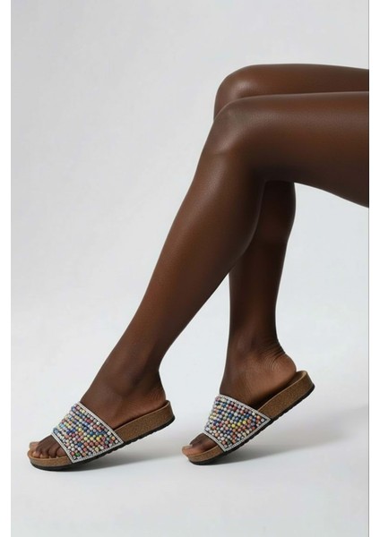 2232-PIEN Anatomik Mantar Tabanlı Boncuklu Kadın Terlik - NKT02232-SIYAH-38 indirimleri