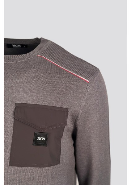 Erkek Triko Bisiklet Yaka Cep Detaylı Gri 3753 fiyatları