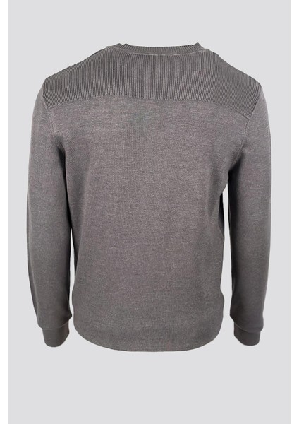 Erkek Triko Bisiklet Yaka Cep Detaylı Gri 3753 fırsatları