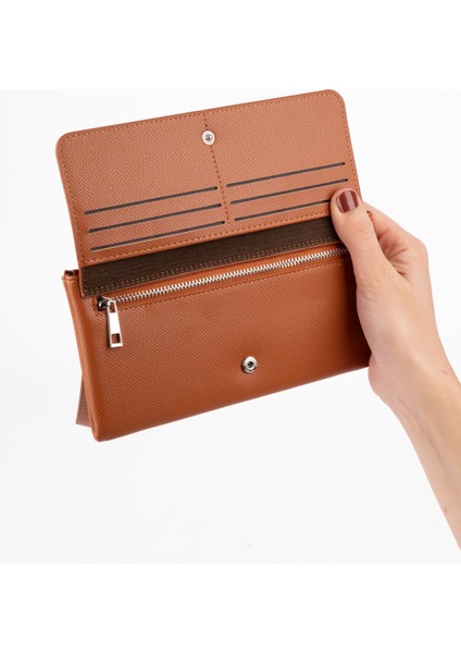 Kadın Vegan Suni Ithal Deri Bilek Askılı Cüzdan – Fermuarlı & Kartlıklı Portföy Şık Uzun Cüzdan