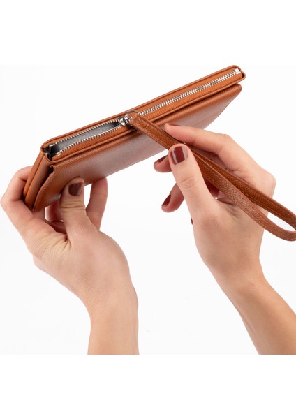 Kadın Vegan Suni Ithal Deri Bilek Askılı Cüzdan – Fermuarlı & Kartlıklı Portföy Şık Uzun Cüzdan fırsatları
