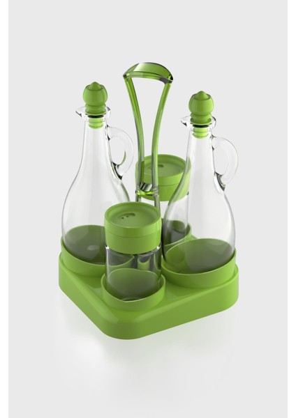 Kibele Standlı 5 Parça Cam Yağlık ve Tuzluk Seti 151064 Yeşil modelleri