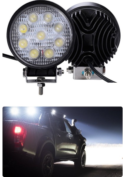 Yuvarlak 9 Ledli Çalışma ve Sis Lambası