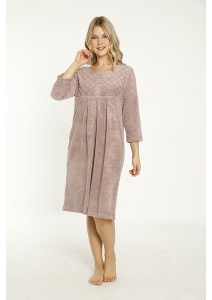 Lacivert Taş Detaylı Düğmeli Pamuklu Havlu Elbise fırsatları