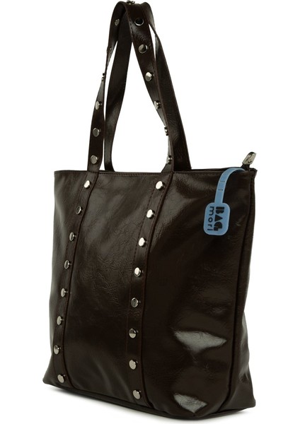 Kahverengi Trok Detaylı Kırışık Deri Büyük Tote Çanta fiyatları