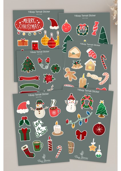 Yılbaşı Temalı Sticker Seti - 6 Adet / Ajanda, Defter,bullet Journal,scrapbook