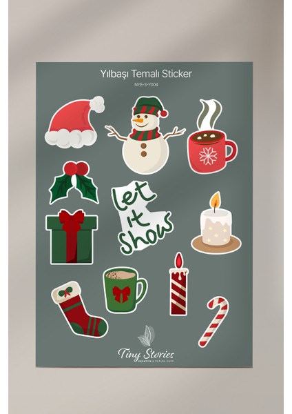 Yılbaşı Temalı Sticker Seti - 6 Adet / Ajanda, Defter,bullet Journal,scrapbook fiyatları
