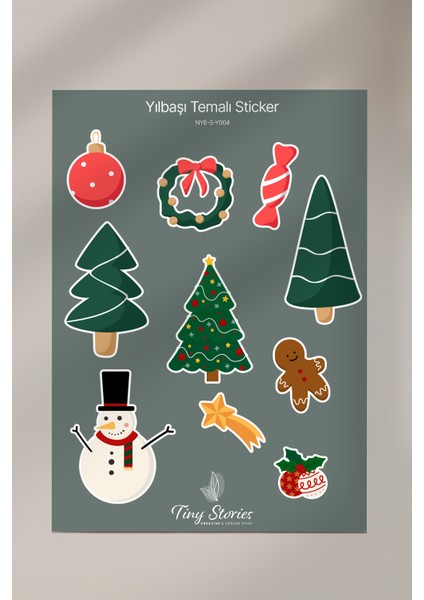 Yılbaşı Temalı Sticker Seti - 6 Adet / Ajanda, Defter,bullet Journal,scrapbook modelleri
