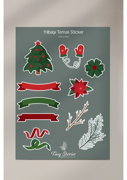 Yılbaşı Temalı Sticker Seti - 6 Adet / Ajanda, Defter,bullet Journal,scrapbook fırsatları
