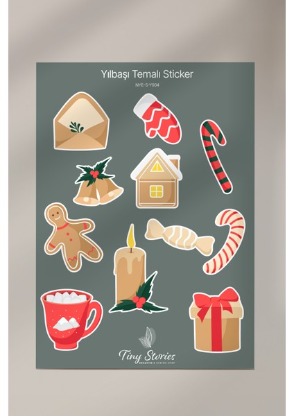 Yılbaşı Temalı Sticker Seti - 6 Adet / Ajanda, Defter,bullet Journal,scrapbook
