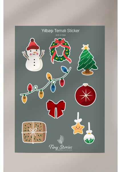 Yılbaşı Temalı Sticker Seti - 6 Adet / Ajanda, Defter,bullet Journal,scrapbook