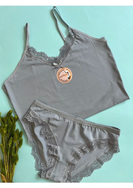 Kadın Atlet-Külot Alt Üst Takım Ip Askılı 1 Adet Yeşil Renk Dantelli Pamuklu Atlet-Külot(Kota) fiyatları