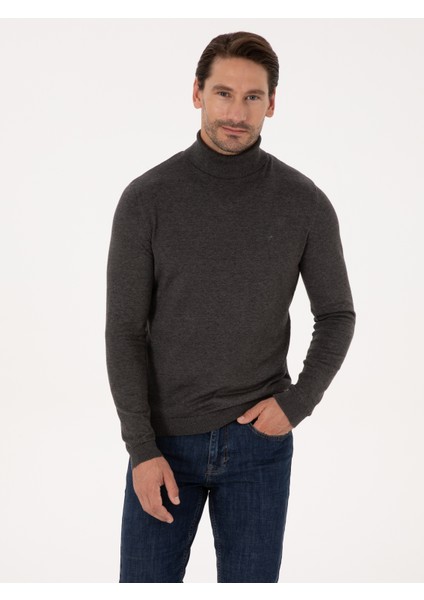 Erkek Füme Slim Fit Basic Kazak 50318678-VR058