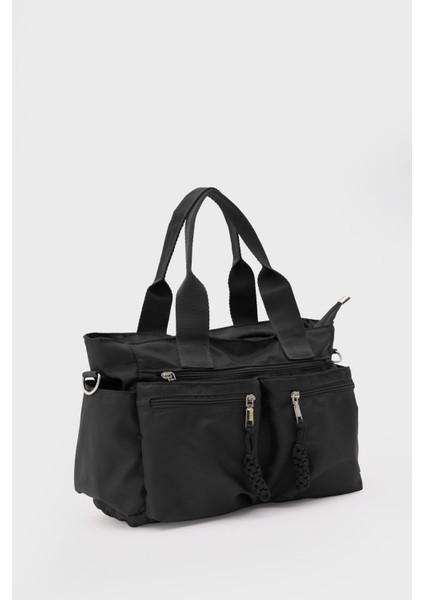 Dompe Çok Gözlü El ve Omuz Çantası Siyah