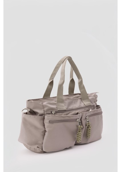 Dompe Çok Gözlü El ve Omuz Çantası Vizon