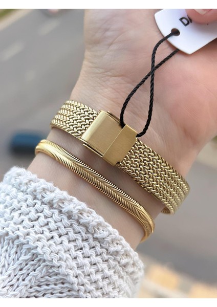 Çelik Hasır Kordon 2 Yıl Garantili 3ATM Suya Dayanıklı Kadın Kol Saati+Bileklik 109702 modelleri