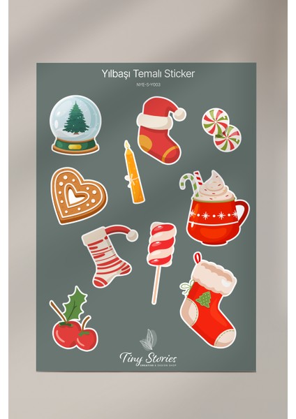 Yılbaşı Temalı Sticker Seti - 6 Adet / Ajanda, Defter,bullet Journal,scrapbook fiyatları