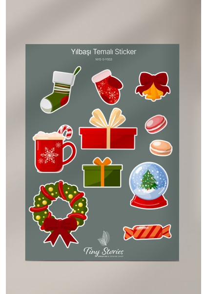 Yılbaşı Temalı Sticker Seti - 6 Adet / Ajanda, Defter,bullet Journal,scrapbook modelleri