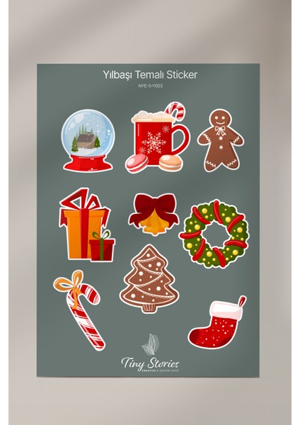 Yılbaşı Temalı Sticker Seti - 6 Adet / Ajanda, Defter,bullet Journal,scrapbook fırsatları
