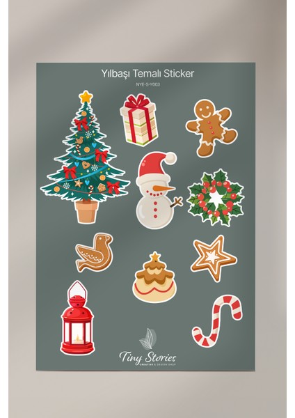 Yılbaşı Temalı Sticker Seti - 6 Adet / Ajanda, Defter,bullet Journal,scrapbook