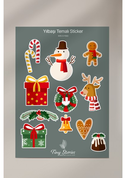 Yılbaşı Temalı Sticker Seti - 6 Adet / Ajanda, Defter,bullet Journal,scrapbook