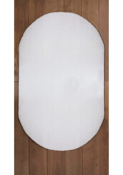 Beyaz Oval Post Peluş Halı – Ultra Yumuşak, Kaymaz Dot Taban, Antibakteriyel – Makinada Yıkanabilir Yolluk Halısı fiyatları