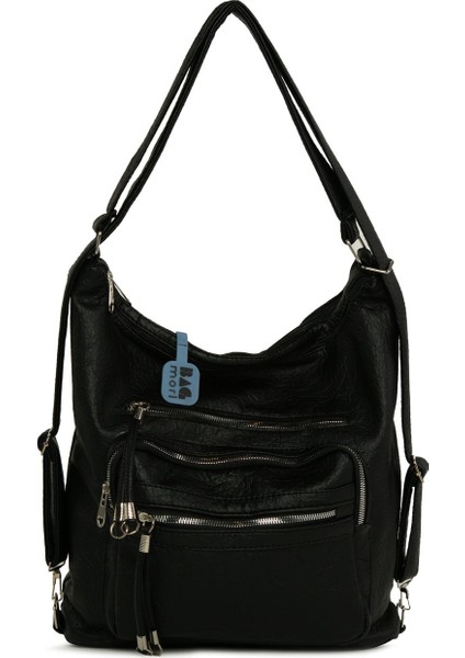 Siyah Beş Gözlü Cepli Salaş Askılı ve Sırt Çantası