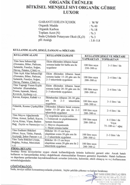 Luxor Yüksek Organik Madde ve Karbon – 20 Lt fırsatları