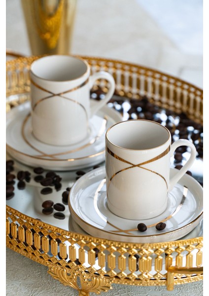 Ribon 4 Parça 2 Kişilik Porselen Kahve Fincan Takımı modelleri