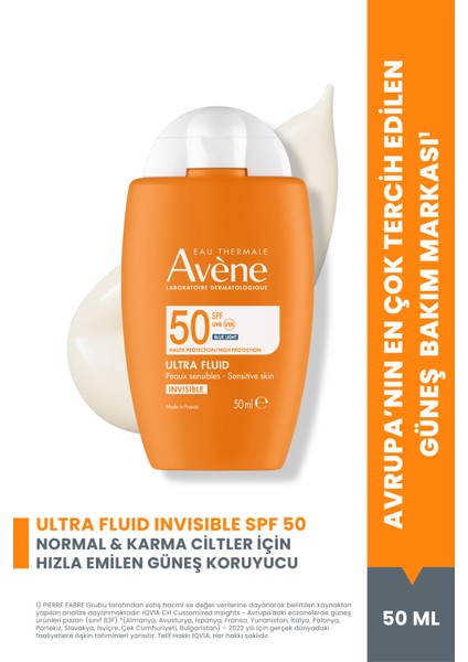 Güneş Kremi SPF 50+ Hassas Ciltler İçin Renksiz UVB UVA Mavi Işık Koruması Suya Dayanıklı 50ml