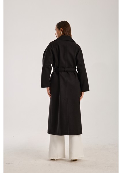 Kadın Regular Kemerli Kaşe Kaban