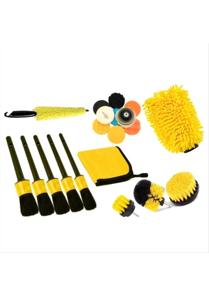 22 Temizlik Fırçası Oto Yıkama Eldivenleri Mısır Lastiği Fırçası Otomobil Yıkama Fırçası Sarı Elektrik Matkap Seti (Yurt Dışından)