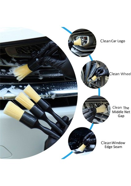 3pc Araba Dış Iç Detay Fırça Saç Kılı Fırçalar Araç Temizliği Otomatik Ayrıntılar Araçları Gösterge Tablosu Temizleme Fırçası (Yurt Dışından) fırsatları