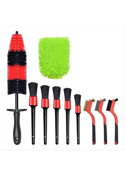 10 Parçalı Araba Detayları Fırça Seti Uzun Yumuşak Tekerlek Fırçası Otomobil Yıkama Detayları Fırça Ultra Ince Fiber Temizleme Eldivenleri (Yurt Dışından)