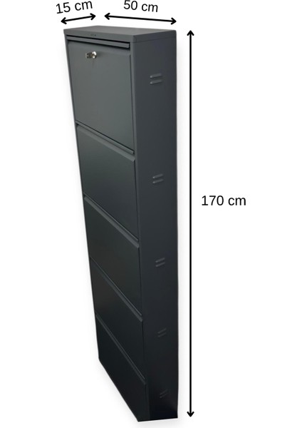 Metal Ayakkabılık 5'li Antrasit Kilitli Model
