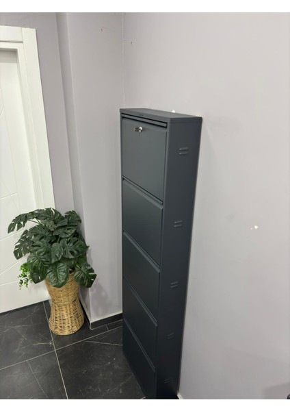 Metal Ayakkabılık 5'li Antrasit Kilitli Model