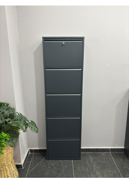 Metal Ayakkabılık 5'li Antrasit Kilitli Model