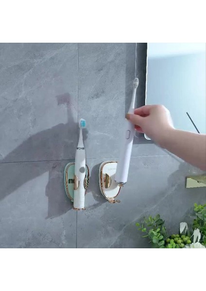 Elektrikli Diş Fırçası Tutucu Tracess Stand Organizatör Duvara Monte Diş Fırçası Tutucular Diş Macunu Tutucular Siyah Altın (Yurt Dışından) fırsatları