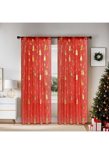 Oturma Odası Için Kar Tanesi Baskısı Pencere Perdeleri ile 2 Adet Noel Şeffaf Perdeleri 52 &quot;w x 63&quot; L (Yurt Dışından) fiyatları