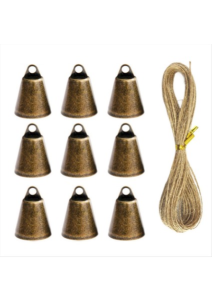 Vintage Bronz Jingle Bells 9pcs Set Jüt Ip ile El Sanatları Için Ideal Noel Dekoru (Yurt Dışından)