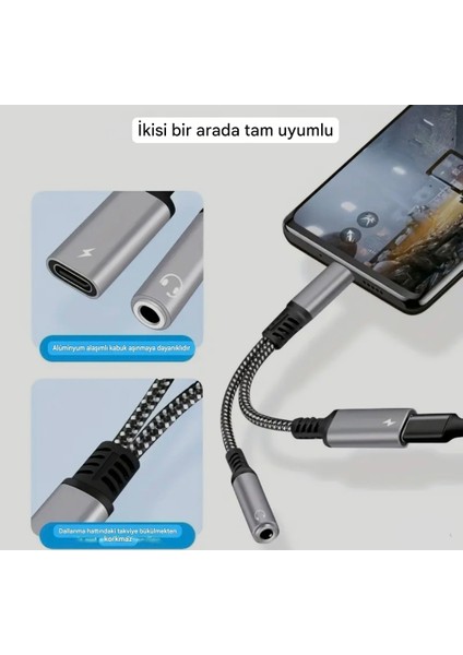 2'si 1 Arada Type-C To 3.5mm+60W Hızlı Şarj ve Kulaklık Çevirici+Usb Dönüştürücü Hi-fi Ses Ce Lisanslı Sertifikalı Hasır Örgülü Sağlam Kablo indirimleri