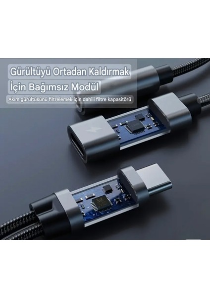 2'si 1 Arada Type-C To 3.5mm+60W Hızlı Şarj ve Kulaklık Çevirici+Usb Dönüştürücü Hi-fi Ses Ce Lisanslı Sertifikalı Hasır Örgülü Sağlam Kablo