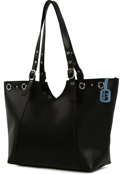 Siyah Kuş Gözü Detaylı Kemerli Tote Çanta fiyatları