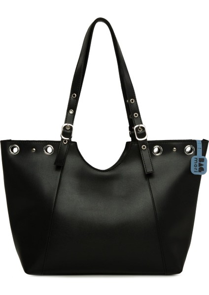 Siyah Kuş Gözü Detaylı Kemerli Tote Çanta fırsatları