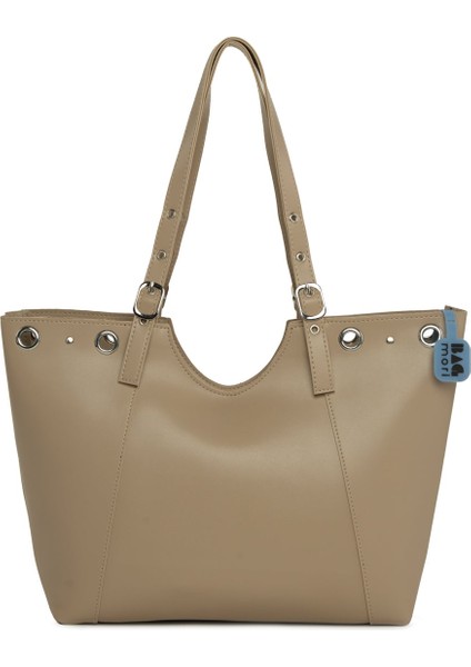 Vizon Kuş Gözü Detaylı Kemerli Tote Çanta