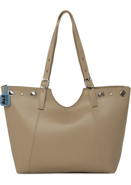 Vizon Kuş Gözü Detaylı Kemerli Tote Çanta modelleri